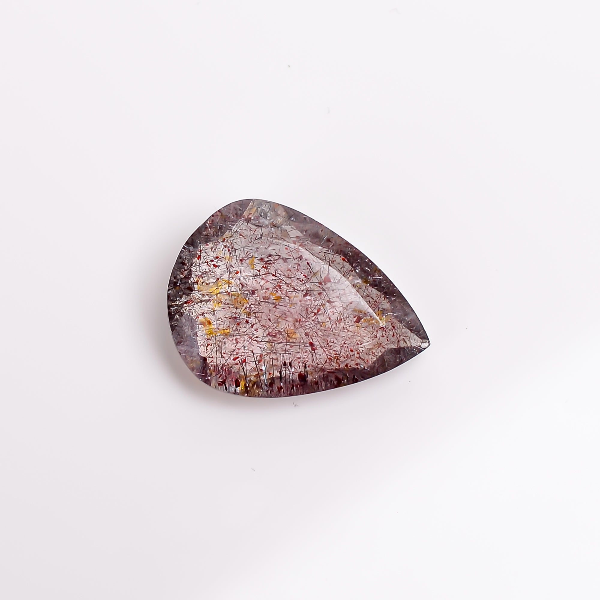 elestial hematite quartz pear shape cut stone loose gemstone